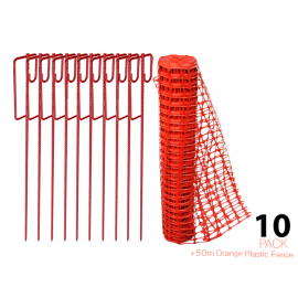 (50M Pack) - Flexibarrier Safety Mesh Barrier Fence + 10x Fence Pins