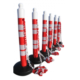 (Pack of 6) - Post & Chain Barrier -Maxi Plus- including 25m chain