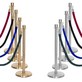 Flexibarrier Post & Rope Barrier Set - Premium Gold - including velvet rope