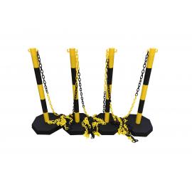 Chain stanchion package -Robust-, 4 plastic stanchion incl. 25m chain (Yellow/Black)