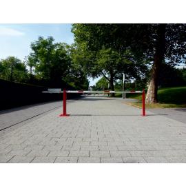 Access barrier with counterweight and supporting post