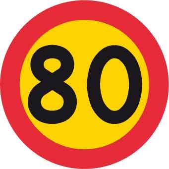 Förbudsskylt, Max hastighet 80 km/h, Ø 600 mm